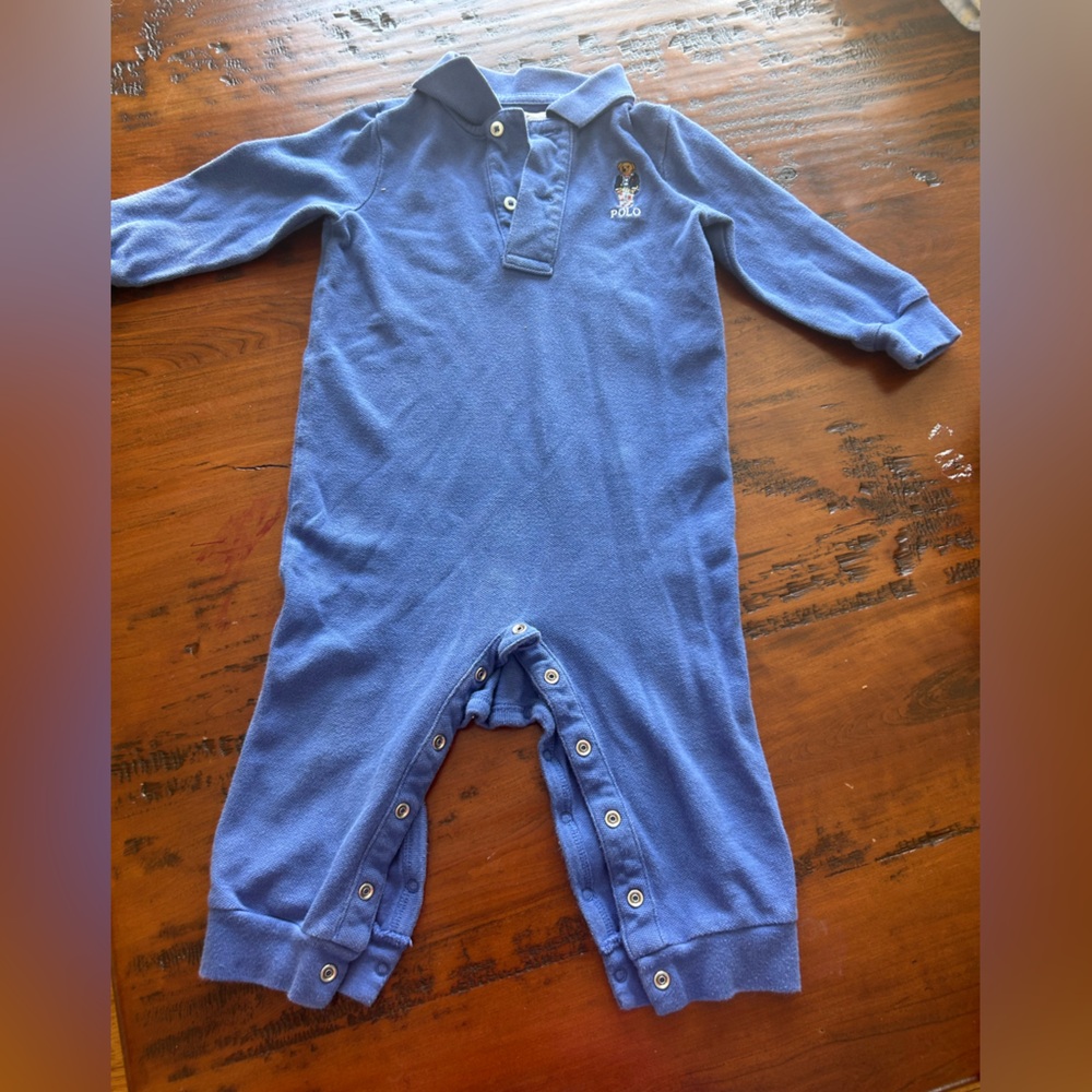 Ralph Lauren Blue Polo Bear Onesie